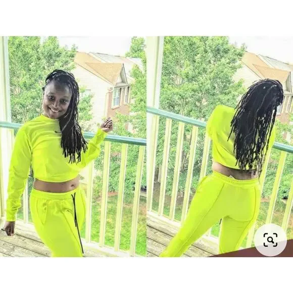 Neon Half Heart Set 2-Piece Bright Yellow Green GUC Women's Medium - Picture 1 of 7